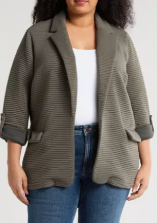 Striped Notch Lapel Blazer