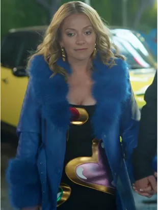 The Lincoln Lawyer S4 Becki Newton Blue Belted Leather Coat