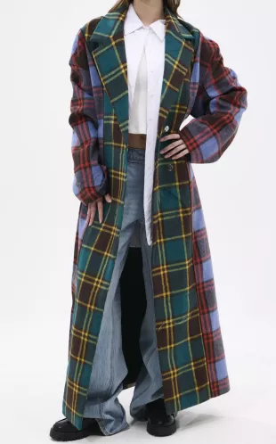 Studio Plaid Trench Coat