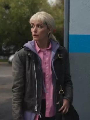 Tow 2026 Rose Byrne Grey Leather Jacket