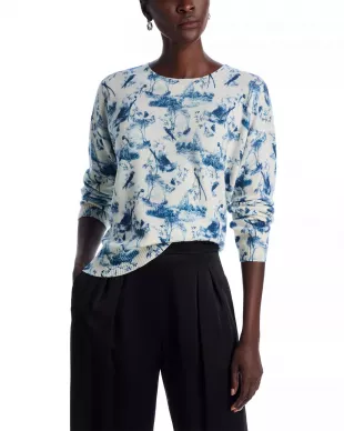 Cashmere Toile Crewneck Sweater