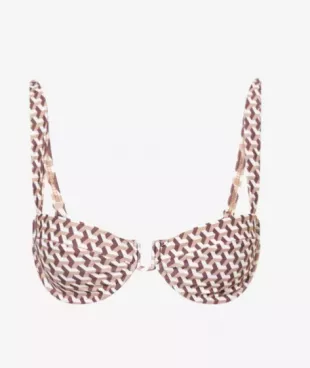 Cala Roja Geometric Print Underwired Bikini Top