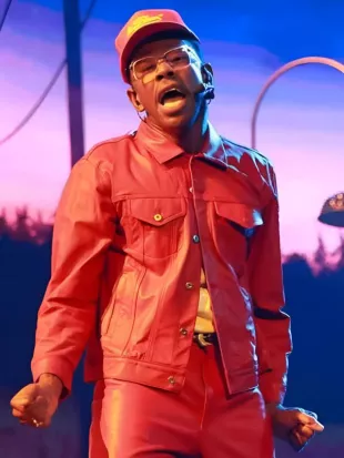 Grammy 2026 Tyler The Creator Red Leather Jacket