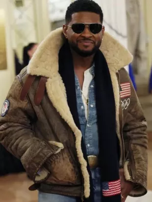 Usher Olympics 2026 Shearling Leather Jacket