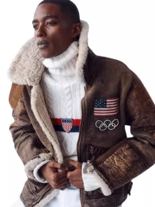 Olympics 2026 Usher Shearling Leather Jacket
