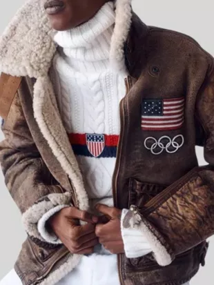 Olympics 2026 Usher Shearling Leather Jacket