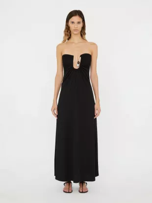 Helix Crystal Ribbed Strapless Dress