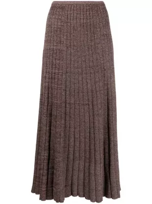 Ribbed Knit Midi Skirt