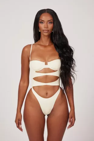 The Cut Out Cup Swim in Cream