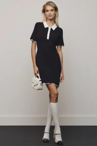 The Nina Short-Sleeve Scallop Mod Mini Dress