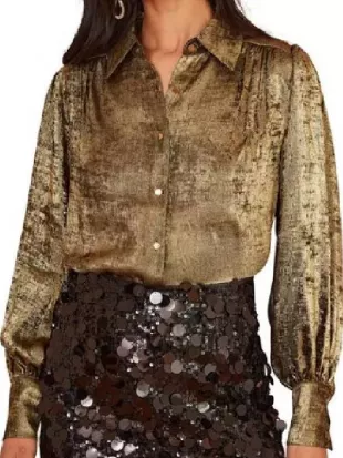 Jennifer Hudson Gold Metallic Blouse