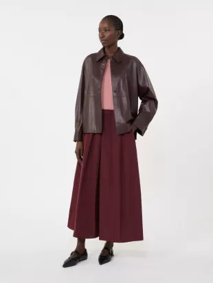 Long Taffeta Skirt in Bordeaux