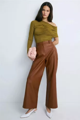 Brown Faux Leather Trousers