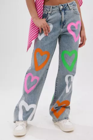 Lovergirl Airbrushed Wide Leg Jeans