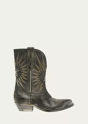 Wish Star Embroidered Leather Cowboy Boots