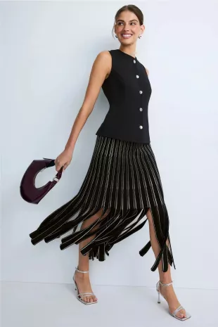 Fatrina Ribbed Knit Midi Skirt