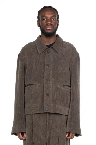 Chenille Cloth Cropped Worker Jacket