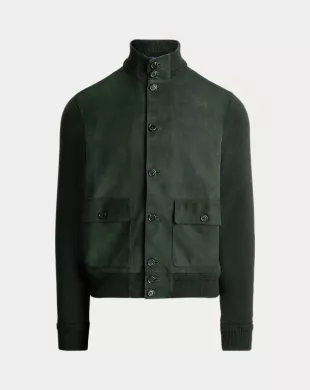 Purple Label Suede Front Cashmere Cardigan