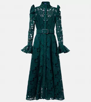 Aliyah Belted Lace Midi Dress