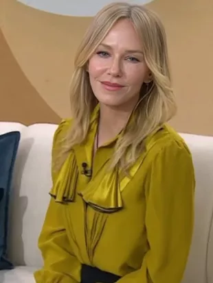 The Today Show 2026 Kelli Giddish Ruffle Pleated Silk Blouse