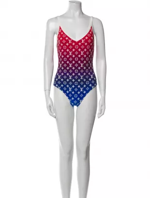 Sunset Monogram Swimsuit in Bleu Dur