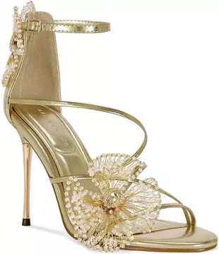 Evanthe Metallic Beaded Ornament Dress Sandals