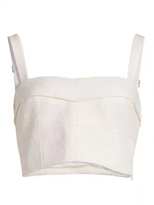 Faxon Floral-Embroidered Crop Tank