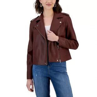 Faux Leather Jacket Brown