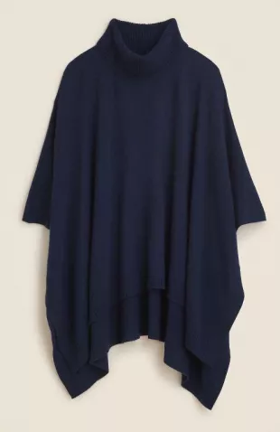 Wool-Cashmere Blend Turtleneck Poncho