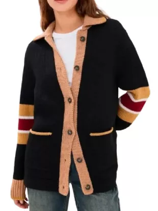 Shrinking S03 Christa Miller Stripe Sleeves Cardigan