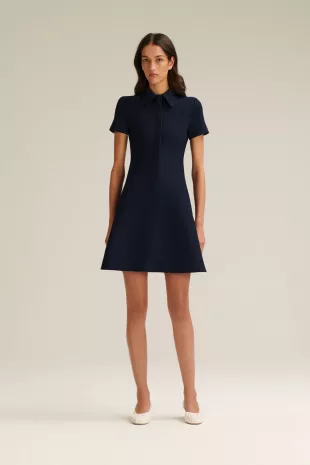 Crepe Knit Mini Zip Dress