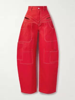 Banana Cutout High-rise Barrel-leg Jeans