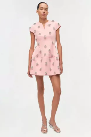 Bethanie Twill Embellished Mini Dress