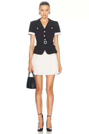 Crepe Contrast Chiffon Mini Dress