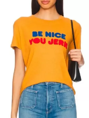 Shrinking S03 Christa Miller Yellow Be Nice You Jerk T-Shirt