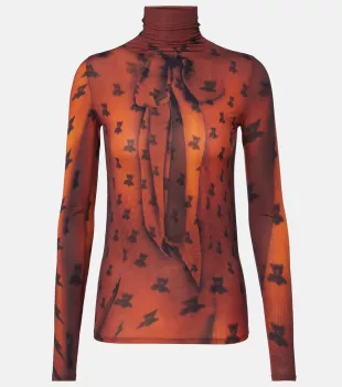 Trompe-l'œil hHigh-neck Top