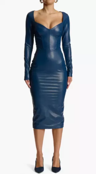 Down to the Corset Long Sleeve Faux Leather Dress