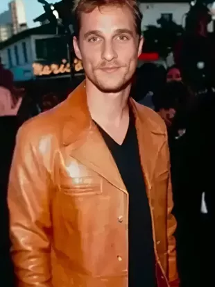 Matthew Mcconaughey 90s Style Brown Leather Jacket