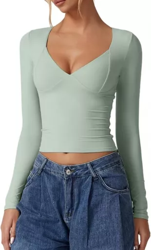 Long Sleeve V Neck T Shirt