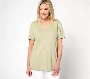 Naturals Linen Blend Crossover V-Neck Top-Soft