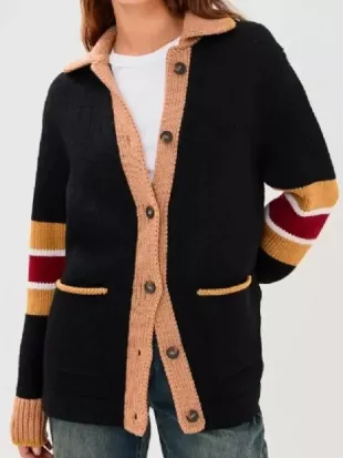 Shrinking S03 Christa Miller Stripe Sleeves Cardigan