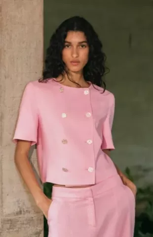 Short Sleeve Double Breasted Blazer