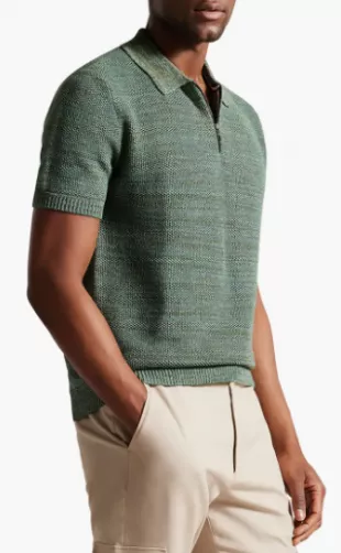 Blossam Textured Quarter Zip Polo Sweater
