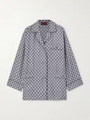 GG Supreme Printed Silk-twill Pajama Shirt