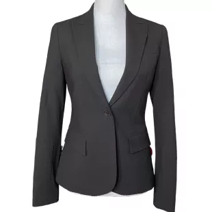 Wool Blazer 4 Brown Single Button Notch Collar Plunge Neckline Jacket
