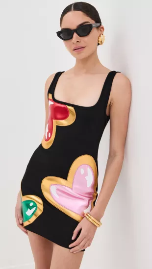 Colorblock Heart Gem Tank Dress