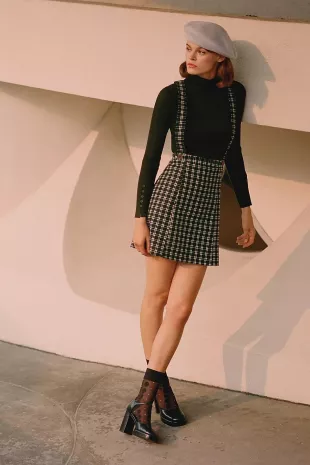 Plaid Pinafore Skirt