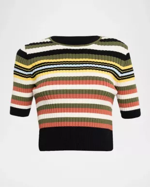 Nyla Striped Short-Sleeve Sweater