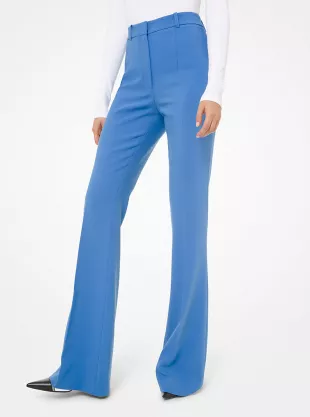 Stretch Pebble-Crepe Flared Trousers