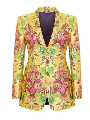 Hollywood Squares S02 Rupaul Charles Yellow Print Blazer